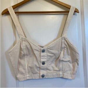American Eagle denim cropped button up festival tank adjustable tie straps sz 12